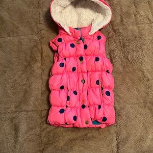 Double Deer Girl Puff Pink Hooded puffed Vest Jacket. Size 6X